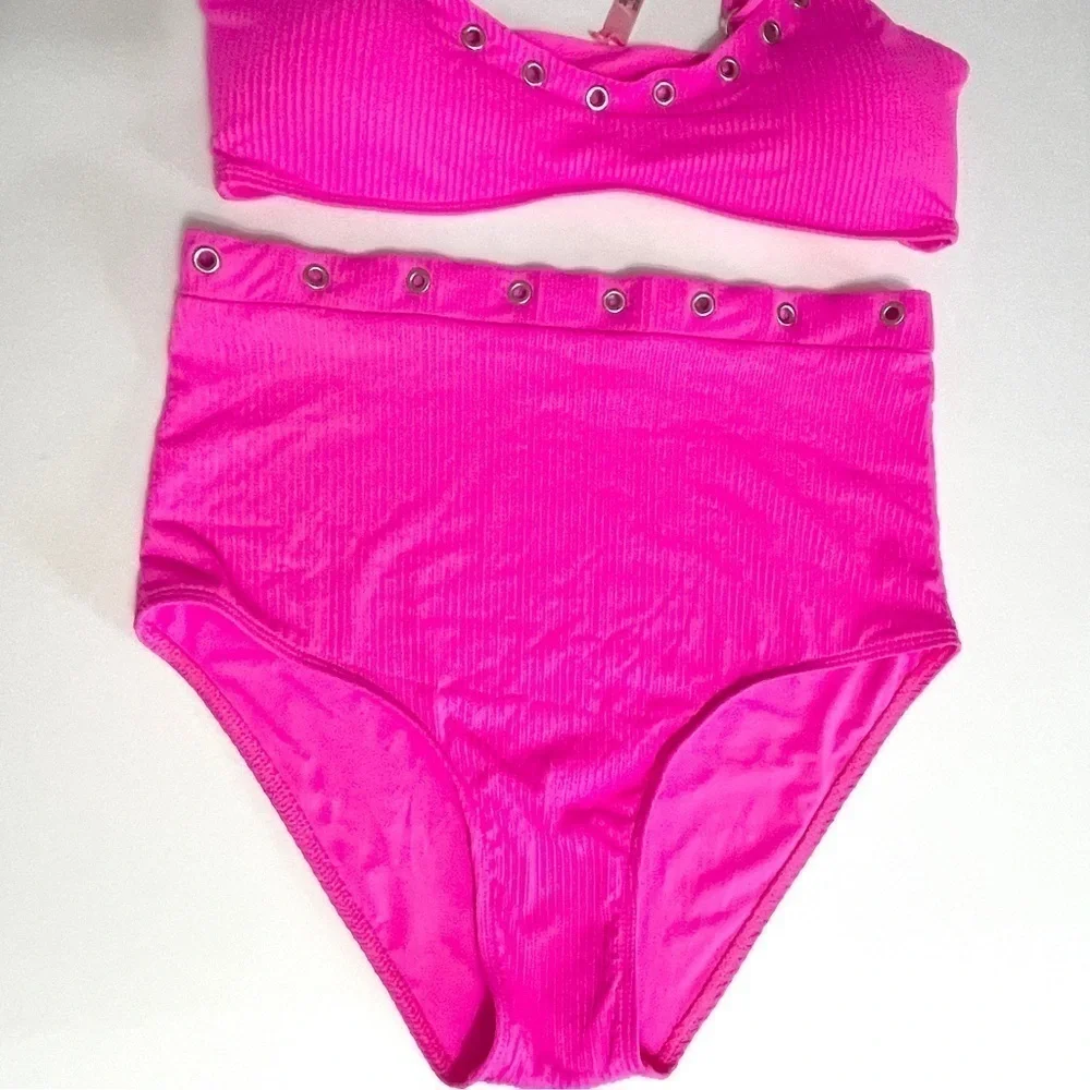 YMI Juniors' Ribbed Grommet Bikini Two-Piece Size Large
